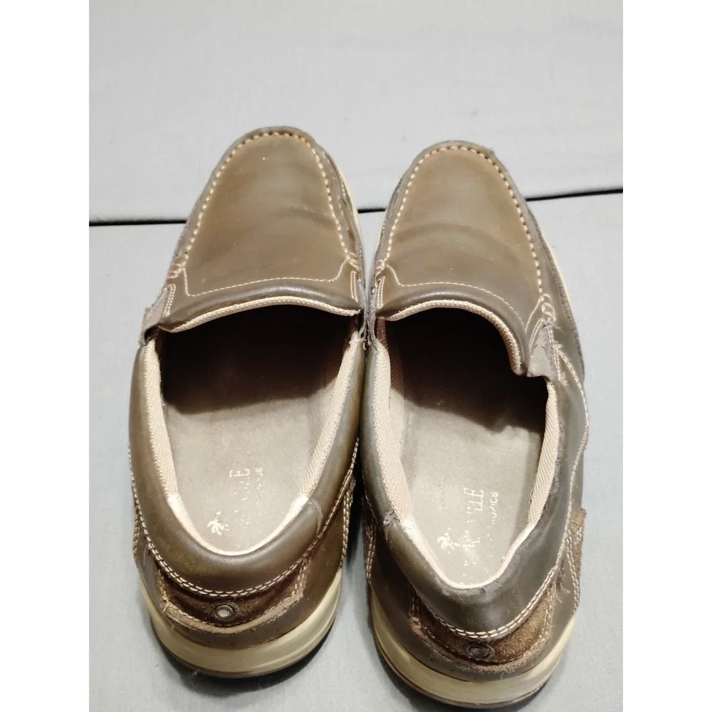 Margaritaville Men 10 Brown Resort Leather Loafers Starboard Casual Boat Shoes*